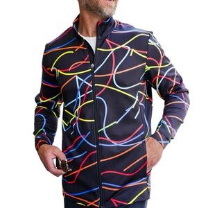 USA Palm Sweater Full Zip Multicolor Golf Long Sleeve Jacket NWT Men’s Large